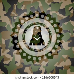 nurse icon on camouflaged pattern
