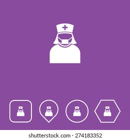 Nurse Icon on Flat UI Colors with Different Shapes. Eps-10.
