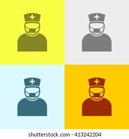 Nurse Icon on Four Different Backgrounds. Eps-10.