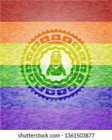 nurse icon on mosaic background with the colors of the LGBT flag