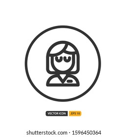 nurse icon in outline style. Vector logo design template. Modern design icon, symbol, logo and illustration. Vector graphics illustration and editable stroke. Isolated on white background.