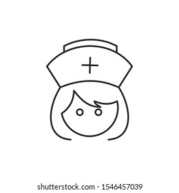 Nurse icon. Outline thin line flat illustration. Isolated on white background. 