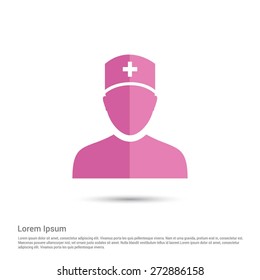 Nurse Icon, pictogram icon on gray background. Simple flat metro design style. half shade cut icon. Flat design style. Vector illustration