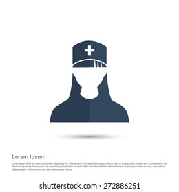 Nurse Icon, pictogram icon on gray background. Simple flat metro design style. half shade cut icon. Flat design style. Vector illustration