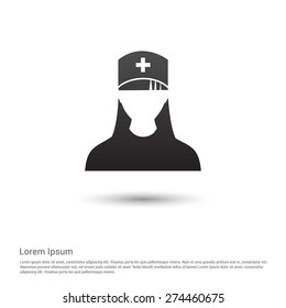 Nurse Icon, pictogram icon on gray background.