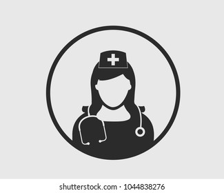 Nurse Icon with round shape on gray Background.