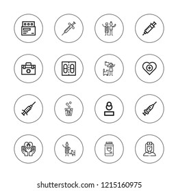 Nurse icon set. collection of 16 outline nurse icons with doctor, health, medicine, nurse, syringe, veterinarian icons.