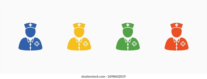 Kinderkrankenschwester Symbol Set Farbe Multiple Style Collection