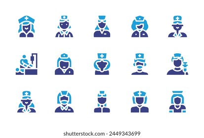 Nurse icon set. Duotone color. Vector illustration. Containing nurse, vaccination.