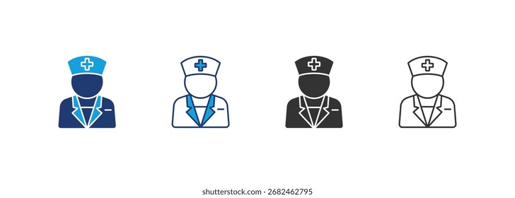 Nurse Icon Set Multiple Style Collection