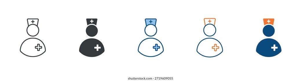 Conjunto de iconos de enfermera Colección de estilo múltiple