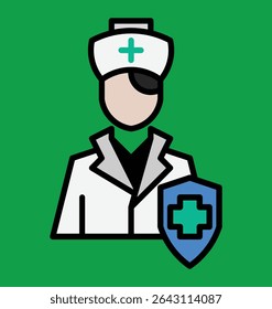 nurse icon with shield. this icon is ideal for healthcare apps, medical infographics, hospital websites, nurse appreciation campaigns, or wellness graphics.
