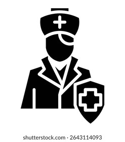 nurse icon with shield. this icon is ideal for healthcare apps, medical infographics, hospital websites, nurse appreciation campaigns, or wellness graphics.