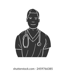 Nurse Icon Silhouette Illustration. Doctor Vector Graphic Pictogram Symbol Clip Art. Doodle Sketch Black Sign.