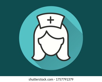 Nurse icon. Simple illustration with long shadow isolated for graphic and web design.