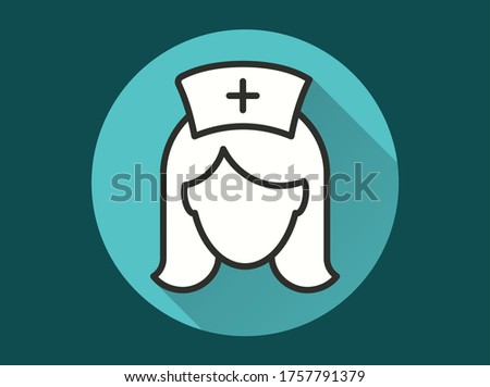 Nurse icon. Simple illustration with long shadow isolated for graphic and web design.