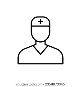 Nurse icon. Simple outline style. Medical assistant, male, man, medic, doctor, health, medicine, hospital concept. Thin line symbol. Vector isolated on white background. EPS.