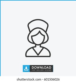 nurse icon. simple outline nurse vector icon. on white background.