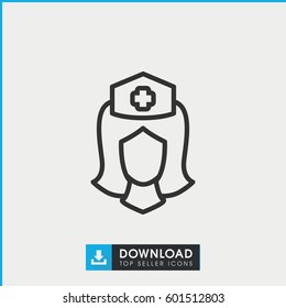 nurse icon. simple outline nurse vector icon. on white background.