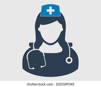 Nurse Icon  with stethoscope on gray Background.