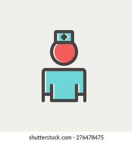 Nurse Icon Thin Line For Web And Mobile, Modern Minimalistic Flat Design. Vector Icon With Dark Grey Outline And Offset Colour On Light Grey Background.