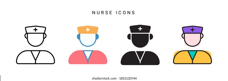 nurse icon vector with different style design. isolated on white background