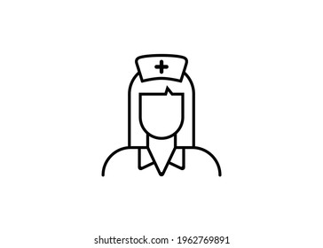 Nurse Icon. Vector line icon of hospital nurse.