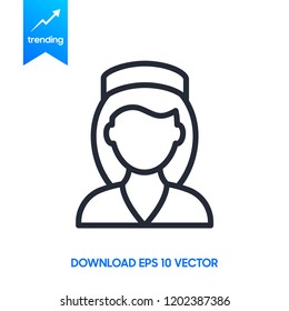 Nurse Icon - Vector Medical Assistant with Stethoscope and Cap for Health Care Services in Glyph Pictogram illustration