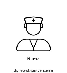 nurse icon vector. outline style. isolated on white background