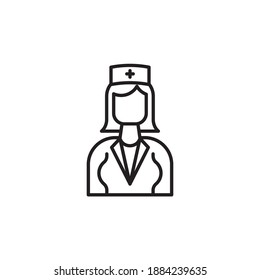 nurse icon vector outline style. character design line style. woman job icon