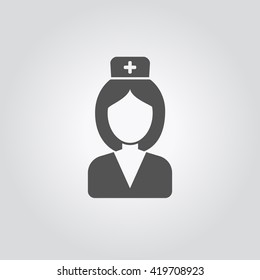 Nurse Icon. Vector Icon Of Nurse. Vector Icon Of Woman. Female Silhouette. 