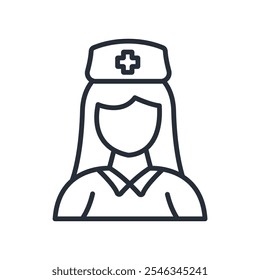 nurse icon. vector.Editable stroke.linear style sign for use web design,logo.Symbol illustration.