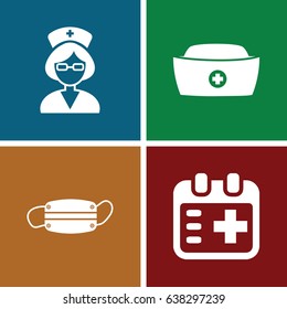 Nurse icons set. set of 4 nurse filled icons such as medical appointment