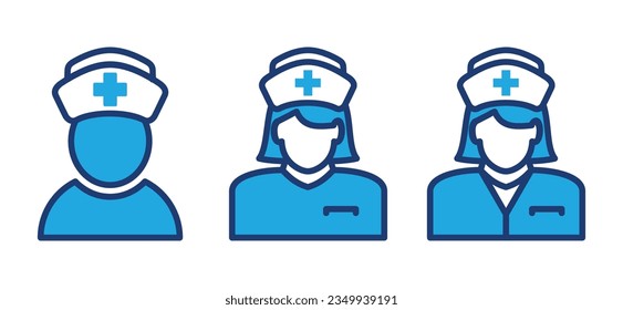 Nurse icons set. Doctor and nurse icon symbol on white background. Vector illustration