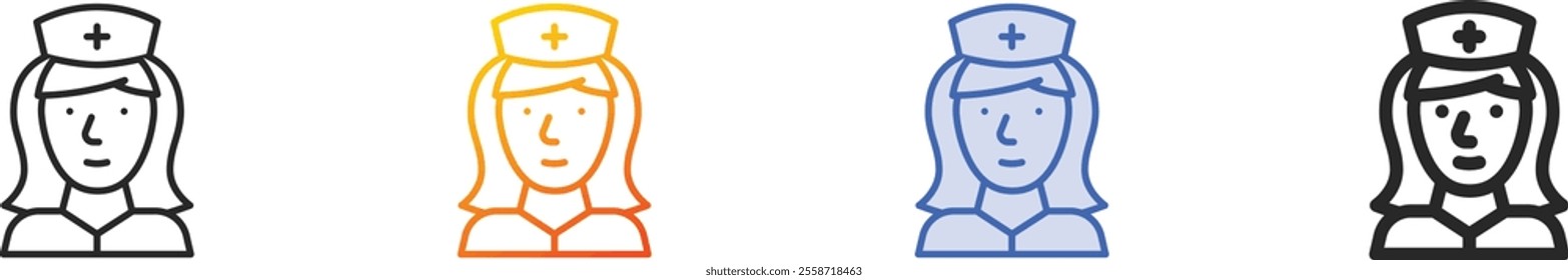 nurse icon.Thin Linear, Gradient, Blue Stroke and bold Style Design Isolated On White Background