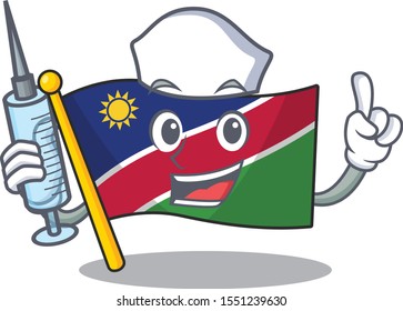 nurse illustration flag namibia isolated with cartoon
