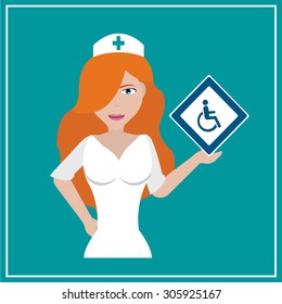 Nurse illustration over color background