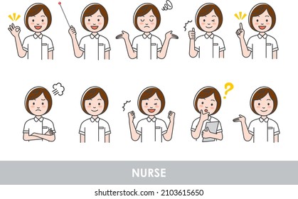 Nurse illustration pattern material set