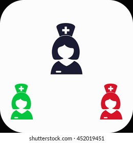 Nurse Illustration set. Blue, green, red icon.