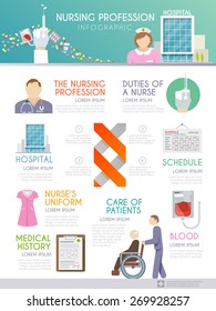 Nurse Infographics Set With Hospital Workflow And Health Care Symbols Vector Illustration