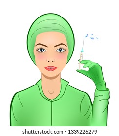 Nurse with Injector squirt with medicine vaccine