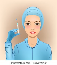 Nurse with Injector squirt with medicine vaccine