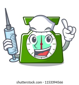 Nurse kitchen scale character cartoon