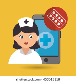 nurse and lab isolated icon design, vector illustration graphic