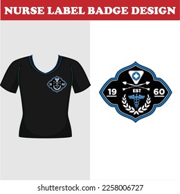 Nurse label badge monogram design for t shirt