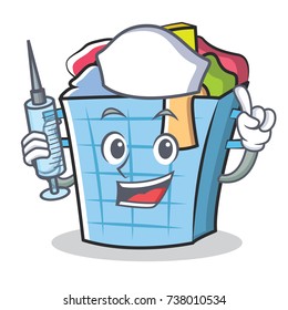 Nurse laundry basket character cartoon