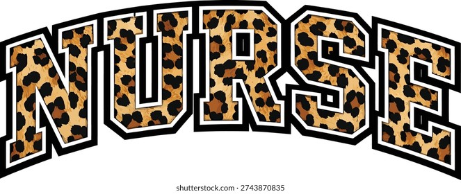 Nurse Leopard Print Typography Design Vector Illustration