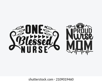 Nurse Lettering quotes design bundle vector, nurse typographic badge emblem vector design.