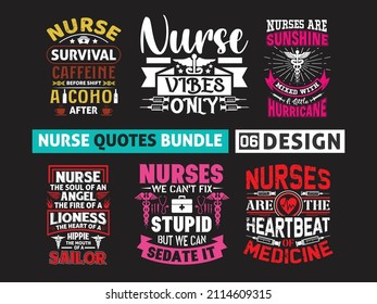 Nurse lettering typographic quotes design bundle,  Nurse Quotes Clipart vector design bundle.