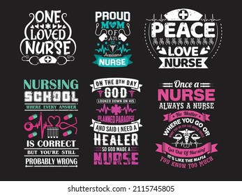 Nurse lettering typographic quotes design bundle,  Nurse Quotes Clipart vector design bundle. svg